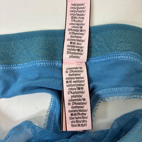 NEW Victoria’s Secret Blue Polka Dot Mesh Thong S Y2K Vibe, Coquette Lingerie - Picture 5 of 7